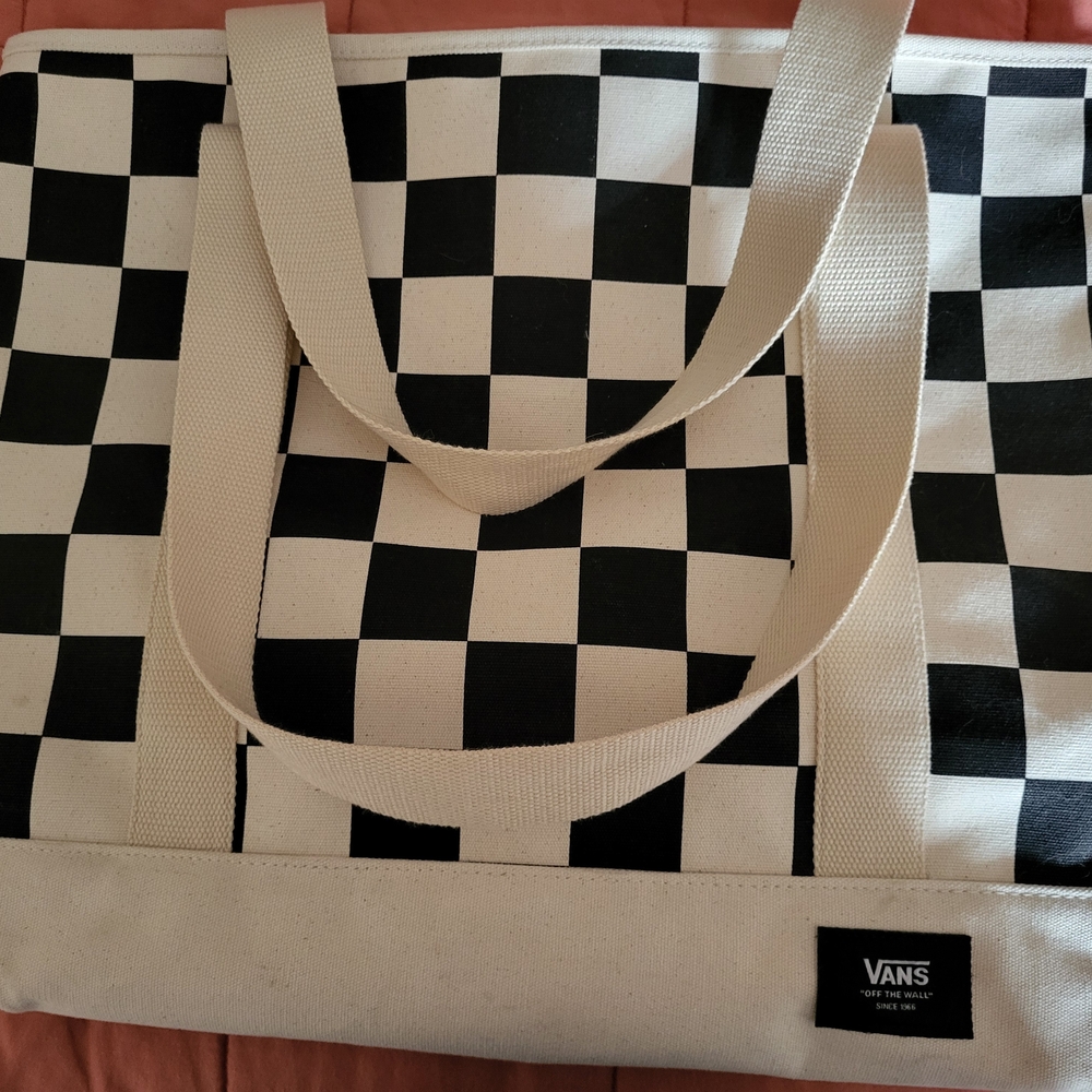 Vans Black and White Checkered Tote Bag